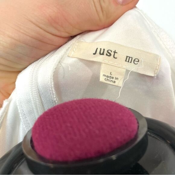 Just Me White Empire waist relaxed fit Floral Print Dress L - Picture 9 of 12